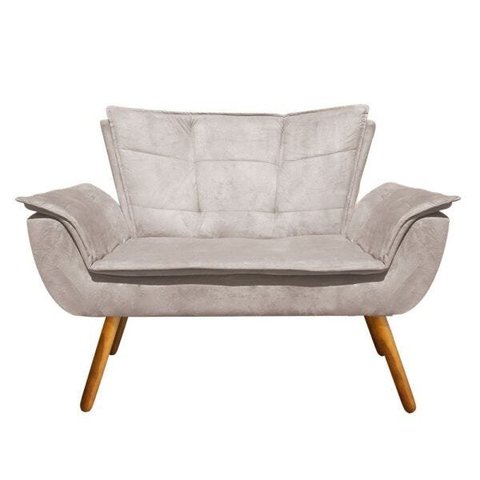 Sofá Retrô Namoradeira Opala Suede Bege - D'Rossi