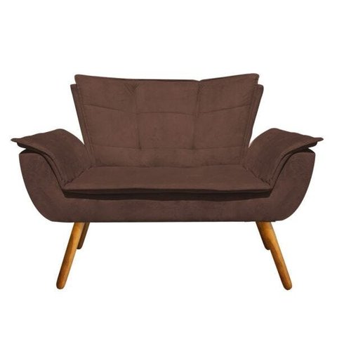Sofá Retrô Namoradeira Opala Suede Marrom - D'Rossi