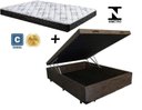 Ver imagem 1 de Cama Box Baú Casal Conforto Suede Marrom + Colchão Casal Conforto Espuma D33 14x138x188
