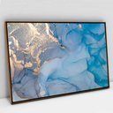 Ver imagem 1 de Quadro Decorativo em Canvas Abstrato Mármore Azul Oceano TaColado Moldura Flutuante 4,5cm Freijó 60
