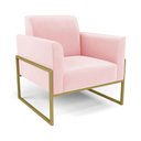 Ver imagem 4 de Sofá Namoradeira com 2 Poltronas Base Industrial Alta Dourado Marisa Suede Rosa Bebê D03 - D’Rossi D
