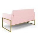 Ver imagem 5 de Sofá Namoradeira com 2 Poltronas Base Industrial Alta Dourado Marisa Suede Rosa Bebê D03 - D’Rossi D