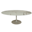 Ver imagem 1 de Mesa de Jantar Saarinen Oval 160x90 Cm Tampo Mdf Marmorizado Calacata Base Off White Tampo Mdf Marmo