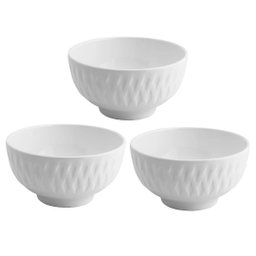 Jogo 3 Tigelas Bowl Porcelana Branca Balloon 300ml Caldos ou Servir - Lyor - 5