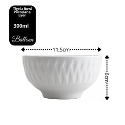 Jogo 3 Tigelas Bowl Porcelana Branca Balloon 300ml Caldos ou Servir - Lyor - 7