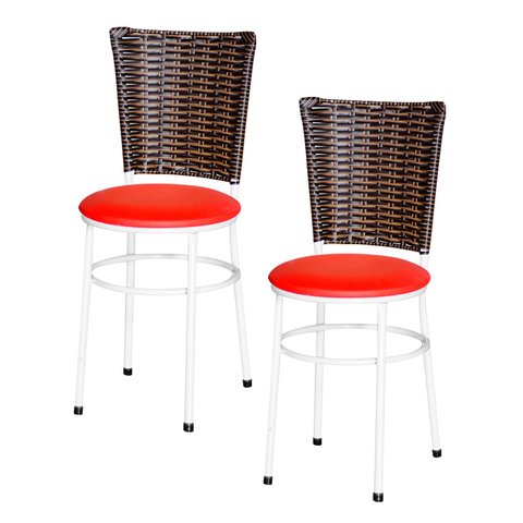 2 Cadeiras para Mesa Branca Hawai Avelã:vermelho
