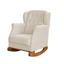 Ver imagem 4 de Poltrona Amamentação Balanço Descanso Helena com Puff Suede Bege