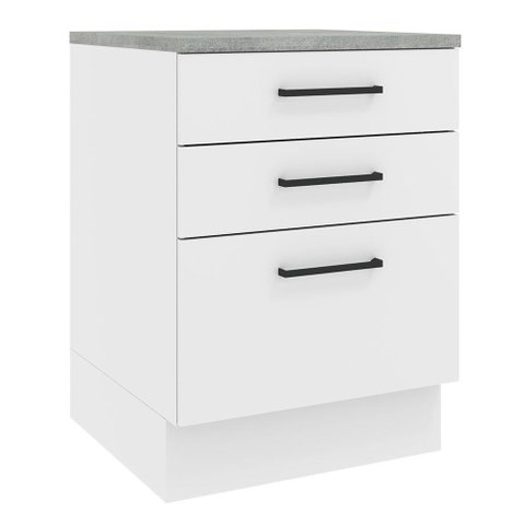 Balcão Armário de Cozinha 60 cm 3 Gavetas Branco Agata Madesa