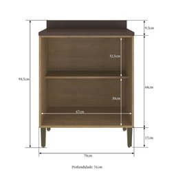 Balcão de Cozinha 70cm com Tampo 2 Portas Dubai 2937 Casamia - Nogueira - 4 Balcão de Cozinha 70cm com Tampo 2 Portas Dubai 2937 Casamia - Nogueira - 4