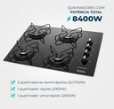 Ver imagem 2 de Cooktop a Gás, 4 Bocas, Mondial, Preto/inox, Bivolt - Ctg-01