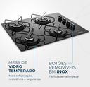 Ver imagem 3 de Cooktop a Gás, 4 Bocas, Mondial, Preto/inox, Bivolt - Ctg-01