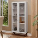 Ver imagem 1 de Cristaleira 70 Cm 2 Portas de Vidro com Pés Cônicos Branco/marrom Madesa