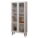 Ver imagem 2 de Cristaleira 70 Cm 2 Portas de Vidro com Pés Cônicos Branco/marrom Madesa