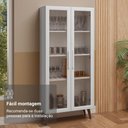 Ver imagem 5 de Cristaleira 70 Cm 2 Portas de Vidro com Pés Cônicos Branco/marrom Madesa
