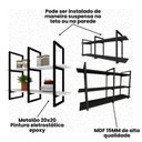 Ver imagem 4 de Aparador Prateleira Industrial Sala Barzinho Preto Bar Adega Moderno Suspenso Madeira Buffet