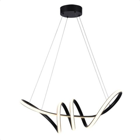 Pendente Led Moderno Taschibra Loop 38w Luz Quente 3000k Bivolt Preto