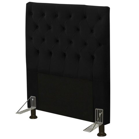 Cabeceira Cama Box Solteiro 90cm Cristal Suede Preto - JS Móveis