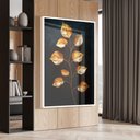 Ver imagem 1 de Quadro Decorativo Folhas Douradas Fundo Black Sala Quarto Casa Escritório