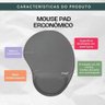 Mouse Pad com Apoio Cinza Ergonômico - Reflex - 4