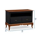 Ver imagem 5 de Rack para Sala com Pés Luis Xv 2 Gavetas e Nicho 60502 Linz Móveis - Preto/imbuia Glazer