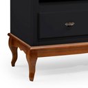 Ver imagem 3 de Rack para Sala com Pés Luis Xv 2 Gavetas e Nicho 60502 Linz Móveis - Preto/imbuia Glazer