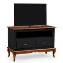 Ver imagem 2 de Rack para Sala com Pés Luis Xv 2 Gavetas e Nicho 60502 Linz Móveis - Preto/imbuia Glazer