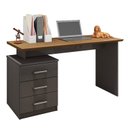 Ver imagem 1 de Escrivaninha Flay com 3 Gavetas Grafite Perolizado/freijó - Móveis Leão