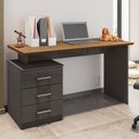 Ver imagem 2 de Escrivaninha Flay com 3 Gavetas Grafite Perolizado/freijó - Móveis Leão