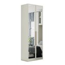 Ver imagem 1 de Guarda Roupa Armário Multiuso Roupeiro Espelho Quarto Cabideiro 2 Portas 5 Prateleiras Areia