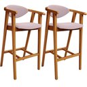 Ver imagem 1 de Kit 02 Banquetas Alta Para Cozinha Bancada Bar Sala de Jantar Fixa Cecília L02 Suede Rosê - Lyam Dec