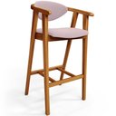 Ver imagem 3 de Kit 02 Banquetas Alta Para Cozinha Bancada Bar Sala de Jantar Fixa Cecília L02 Suede Rosê - Lyam Dec