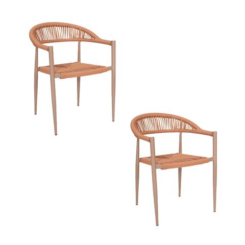 Kit com 2 Cadeiras em Aluminio e Corda Náutica Laguna Marrom/Terracota