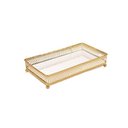 Ver imagem 1 de Bandeja Espelhada Retangular em Metal 24x12,5cm Mart Dourado