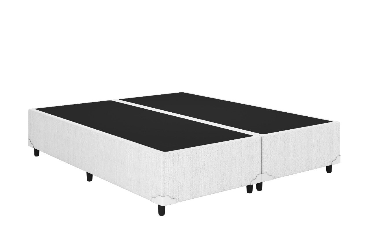 Base Box Casal Bipartido 138x188x38 Branco - Uniflex - 1