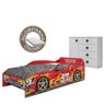 Quarto Infantil com Cômoda e Cama Carros Evolution Car Branco/ Vermelho Móveis Estrela c/ Colchão Or - 1