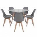 Ver imagem 2 de Mesa Eames Vidro 110cm + 5 Cadeiras Saarinen Wood - Seat&Co