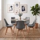 Ver imagem 1 de Mesa Eames Vidro 110cm + 5 Cadeiras Saarinen Wood - Seat&Co