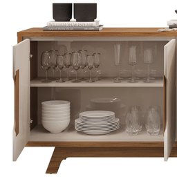 Balcão Buffet para Sala de Jantar 4 Portas 180cm Denie D04 Freijó/off White - Mpozenato - 8