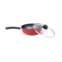 Ver imagem 2 de Panela Frigideira Tampa de Vidro WOK 24cm Antiaderente Alumínio - Vermelho