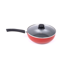 Ver imagem 5 de Panela Frigideira Tampa de Vidro WOK 24cm Antiaderente Alumínio - Vermelho