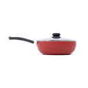 Ver imagem 1 de Panela Frigideira Tampa de Vidro WOK 24cm Antiaderente Alumínio - Vermelho