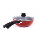Ver imagem 3 de Panela Frigideira Tampa de Vidro WOK 24cm Antiaderente Alumínio - Vermelho