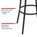 Ver mais imagens de Kit 4 Banquetas Altas Pretas com Assento Estofado e Encosto para Bancada Cozinha Preto