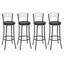 Ver imagem 2 de Kit 4 Banquetas Altas Pretas com Assento Estofado e Encosto para Bancada Cozinha Preto