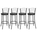 Ver imagem 6 de Kit 4 Banquetas Altas Pretas com Assento Estofado e Encosto para Bancada Cozinha Preto