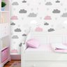 Papel de Parede Nuvens Baby Cinza e Rosa 41 - 1