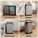 Ver imagem 5 de Cesto Roupa Suja 90l Dobrável com Tampa e Saco Removível Cinza
