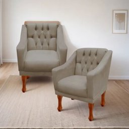 Kit 02 Poltronas Decorativa Resistente Grécia - Dritex:suede Cappuccino - 1