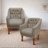 Kit 02 Poltronas Decorativa Resistente Grécia - Dritex:suede Cappuccino - 1