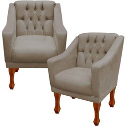 Kit 02 Poltronas Decorativa Resistente Grécia - Dritex:suede Cappuccino - 2
